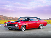 AUT 23 RK1621 01
1972 Chevrolet Chevelle SS Red 3/4 Front View On Pavement