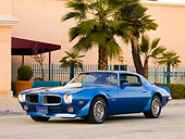 AUT 23 RK1631 01
1972 Pontiac Trans Am Blue 3/4 Front View On Pavement By Building