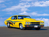 AUT 23 RK1676 01
1970 Chevrolet Chevelle Yellow 3/4 Front View Blue Sky