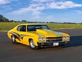 AUT 23 RK1679 01
1970 Chevrolet Chevelle Yellow 3/4 Front View By Field Blue Sky