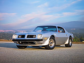 AUT 23 RK1698 01
1975 Pontiac Firebird Trans Am Silver 3/4 Front View On Pavement