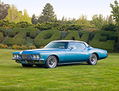 AUT 23 RK1722 01
1972 Buick Riviera Blue 3/4 Front View On Grass By Hedge
