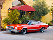 AUT 23 RK1751 01
1973 Ford Gran Torino Sport Red 3/4 Front View On Pavement By Building
