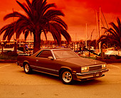 AUT 24 RK0147 02
1986 Chevy El Camino Gray Front 3/4 View On Pavement By Harbor