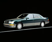 AUT 25 RK0047 03
1996 Lexus LS400 Green 3/4 Side View On Gray Line Studio