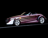 AUT 25 RK0253 05
1998 Plymouth Prowler Purple 3/4 Side View On Gray Line Studio