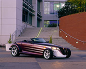 AUT 25 RK0254 07
1998 Plymouth Prowler Pruple 3/4 Side View By Stairs