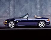 AUT 25 RK0336 01
1996 BMW Z3 Convertible Blue Side View On Gray Line Marble Background