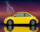 AUT 25 RK0681 06
1998 Volkswagen Beetle Yellow Profile On Mylar Floor Lightning Background Studio