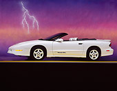 AUT 25 RK0886 04
1995 Pontiac Firebird Trans Am Convertible White 3/4 Front View On Yellow Line Lightning Studio