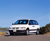 AUT 25 RK1057 03
1996 Dodge Caravan White 3/4 Front View On Pavement Blue Sky