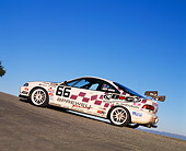 AUT 25 RK1216 01
1997 Acura Integra Type R Race Car #66 White 3/4 Rear View Slanted Rear View On Pavement