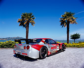 AUT 25 RK1379 01
1999 Nissan Skyline Nismo Race Car Red 3/4 Rear View By Palm Trees Blue Sky