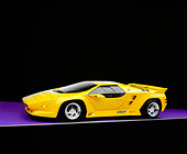 AUT 25 RK1398 08
1992 Vector W8 Yellow 3/4 Front View On Purple Floor Gray Line Studio