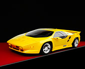 AUT 25 RK1399 12
1992 Vector W8 Yellow 3/4 Front View On Red Floor Gray Line Studio