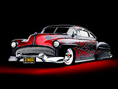 AUT 26 BK0005 01
1951 Chevrolet Fleetline Hot Rod Black With Red Flames 3/4 Front View Studio