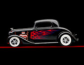 AUT 26 BK0010 01
1933 Chevrolet Mercury CC Coupe Hot Rod Black With Red Flames Profile View Studio