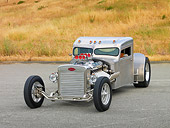 AUT 26 RK2770 01
1960 Blastolene Peterbilt Truck Hot Rod 3/4 Front View On Pavement By Hills