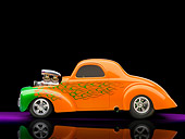 AUT 26 RK2811 01
1941 Willys Coupe Hot Rod Orange And Green Profile View Studio