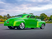 AUT 26 RK2828 01
1941 Plymouth Business Coupe Hot Rod Green 3/4 Rear View On Pavement