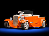 AUT 26 RK2833 01
1931 Ford Model A Roadster Pickup Truck Hot Rod Orange And Cream 3/4 Front View Studio