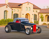 AUT 26 RK2838 01
1929 Ford Roadster Hot Rod Black 3/4 Front View On Pavement By Building