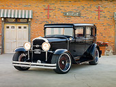 AUT 26 RK2946 01
1930 Buick Model 40 Hot Rod Black 3/4 Front View On Pavement By Building