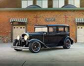 AUT 26 RK2947 01
1930 Buick Model 40 Hot Rod Black 3/4 Front View On Pavement By Building