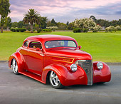 AUT 26 RK2965 01
1939 Chevy Hot Rod Candy Red On Pavement By Grass