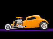 AUT 26 RK2975 01
1934 Chevrolet Coupe Hot Rod Orange Profile View Studio