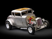 AUT 26 RK3049 01
1932 Ford Johnson Coupe Raw Metal 3/4 Front View In Studio