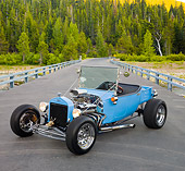 AUT 26 RK3077 01
1923 Ford T-Bucket Sky Blue 3/4 Front View On Pavement By Trees