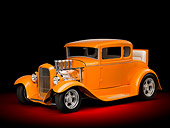 AUT 26 RK3085 01
1930 Ford Model A Hot Rod Orange 3/4 Front View In Studio