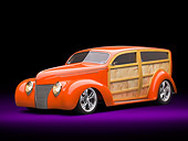 AUT 26 RK3260 01
1939 Ford Woodie Orange 3/4 Front View In Studio