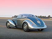 AUT 26 RK3300 01
1936 Ford AeroSport Silver 3/4 Rear View On Pavement At Dusk