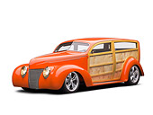 AUT 26 RK3318 01
1939 Ford Woodie Orange 3/4 Front View On White Seamless