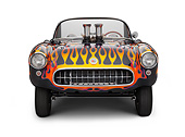 AUT 26 RK3348 01
1956 Corvette Hardtop Gasser Black With Flames Front View On White Seamless