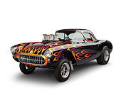 AUT 26 RK3358 01
1956 Corvette Hardtop Gasser Black With Flames 3/4 Front View On White Seamless