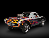 AUT 26 RK3359 01
1956 Corvette Hardtop Gasser Black With Flames 3/4 Front View In Studio