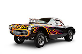 AUT 26 RK3361 01
1956 Corvette Hardtop Gasser Black With Flames 3/4 Front View On White Seamless