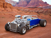 AUT 26 RK3362 01
1927 Ford Model T Roadster Blue 3/4 Front View On Dirt In Desert