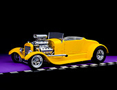 AUT 26 RK0345 01
1927 Ford Roadster Yellow Side 3/4 View On Purple Floor Checkered Line Studio