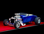 AUT 26 RK0349 07
1927 T Ford Roadster Blue Side 3/4 View On Red Floor Gray Line Studio