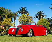 AUT 26 RK0449 05
1936 Ford Roadster Red 3/4 Low Front View On Grass Trees Background