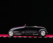 AUT 26 RK0537 09
1929 Ford Track Nose Roadster Black And Cream Profile On Red Floor Checkered Line Studio