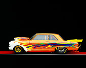 AUT 26 RK0577 01
1965 Chevy Nova Orange With Flames Profile View On Orange Floor Gray Line Studio