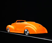AUT 26 RK0594 01
1939 Ford, Deluxe, Convertible, Orange 3/4 Rear View On Gray Line Studio