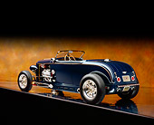 AUT 26 RK0598 15
1932 Speedway Special Roadster Blue 3/4 Rear View On Mylar Floor Brown Mottled Background Studio