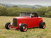 AUT 26 RK1164 01
1932 Ford Roadster Red 3/4 Front View On Grass