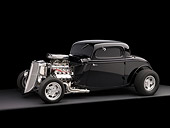 AUT 26 RK1179 02
1934 Ford 3 Window Coupe Black 3/4 Side View On Gray Floor Studio